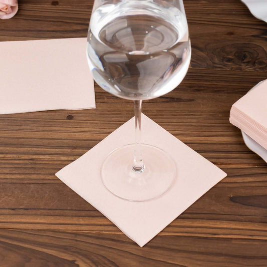 20 Pack Linen - Like Paper 5"x5" Napkins Blush - Highly Absorbent Airlaid Napkins - Bell Racket Store