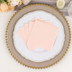 20 Pack Linen - Like Paper 5"x5" Napkins Blush - Highly Absorbent Airlaid Napkins - Bell Racket Store