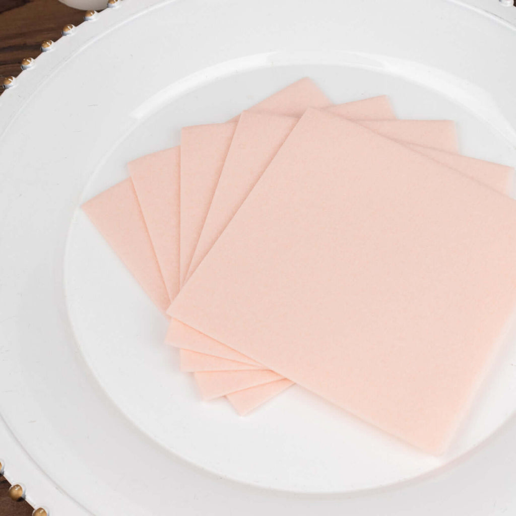 20 Pack Linen - Like Paper 5"x5" Napkins Blush - Highly Absorbent Airlaid Napkins - Bell Racket Store