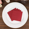 20 Pack Linen - Like Paper 5"x5" Napkins Burgundy - Highly Absorbent Airlaid Napkins - Bell Racket Store