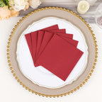 20 Pack Linen - Like Paper 5"x5" Napkins Burgundy - Highly Absorbent Airlaid Napkins - Bell Racket Store