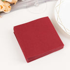 20 Pack Linen - Like Paper 5"x5" Napkins Burgundy - Highly Absorbent Airlaid Napkins - Bell Racket Store