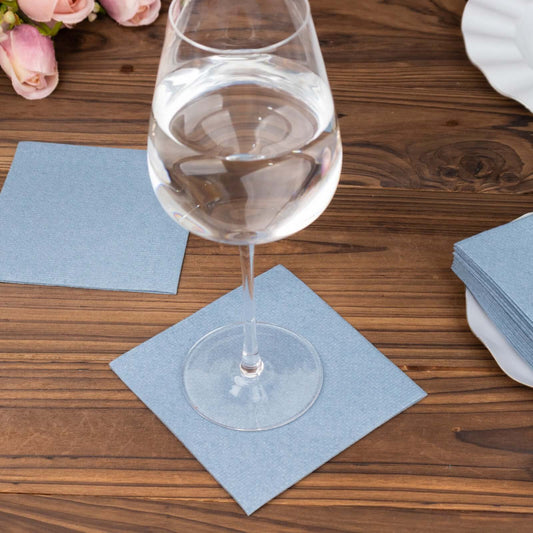 20 Pack Linen - Like Paper 5"x5" Napkins Dusty Blue - Highly Absorbent Airlaid Napkins - Bell Racket Store