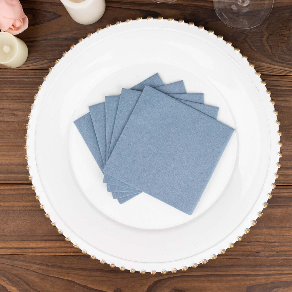 20 Pack Linen - Like Paper 5"x5" Napkins Dusty Blue - Highly Absorbent Airlaid Napkins - Bell Racket Store