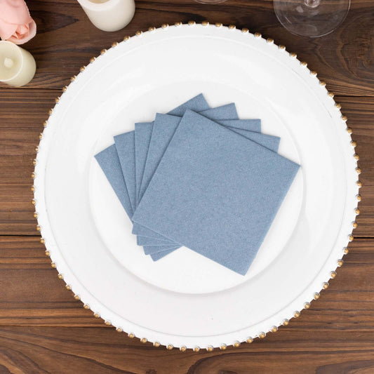 20 Pack Linen - Like Paper 5"x5" Napkins Dusty Blue - Highly Absorbent Airlaid Napkins - Bell Racket Store