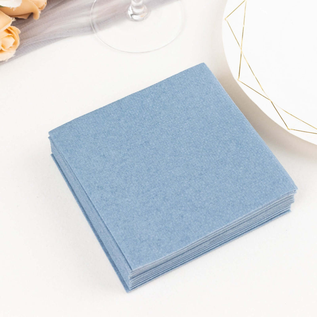 20 Pack Linen - Like Paper 5"x5" Napkins Dusty Blue - Highly Absorbent Airlaid Napkins - Bell Racket Store