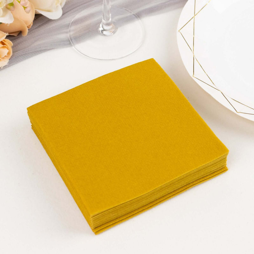 20 Pack Linen - Like Paper 5"x5" Napkins Gold - Highly Absorbent & Disposable Airlaid Beverage Napkins - Bell Racket Store