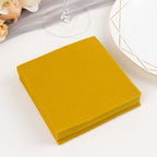 20 Pack Linen - Like Paper 5"x5" Napkins Gold - Highly Absorbent & Disposable Airlaid Beverage Napkins - Bell Racket Store