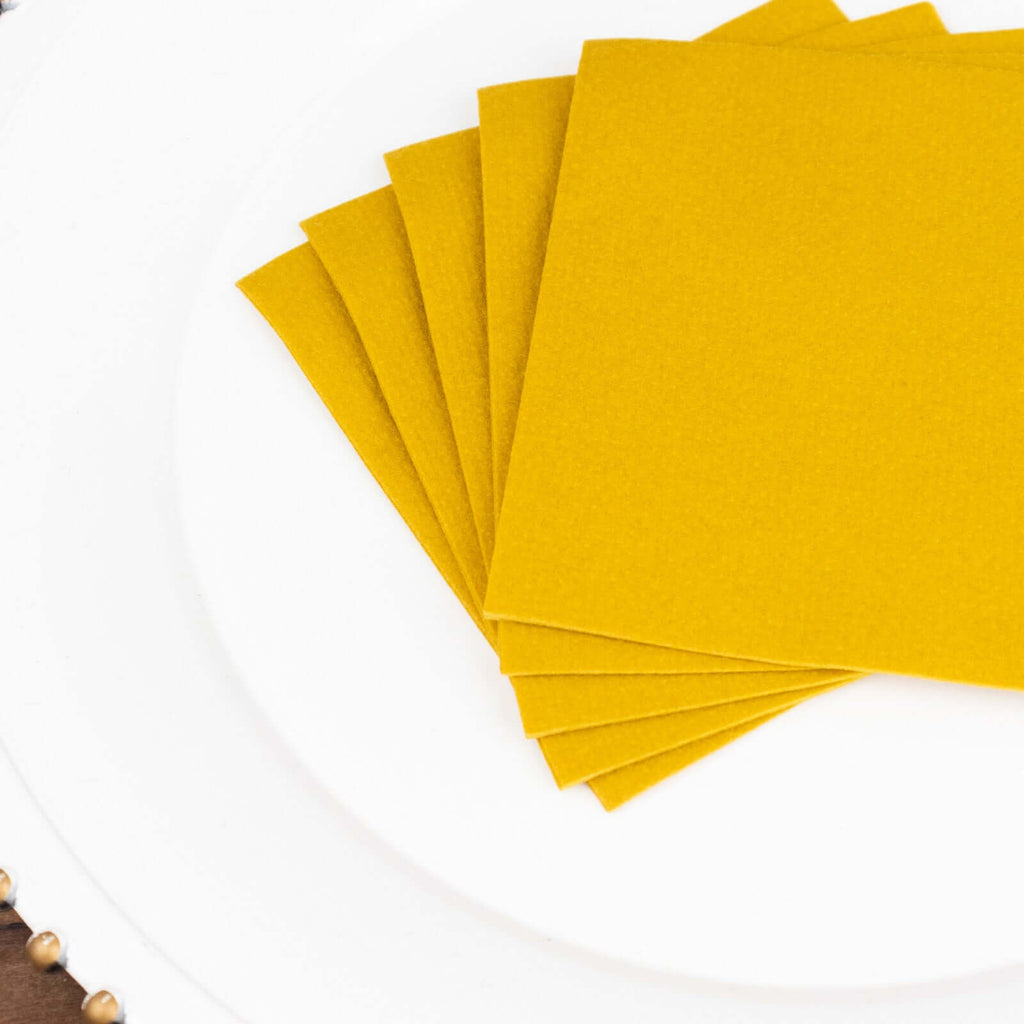20 Pack Linen - Like Paper 5"x5" Napkins Gold - Highly Absorbent & Disposable Airlaid Beverage Napkins - Bell Racket Store
