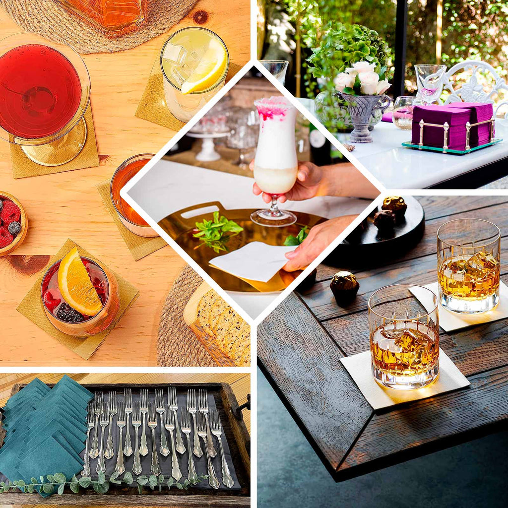 20 Pack Linen - Like Paper 5"x5" Napkins Hunter Emerald Green - Highly Absorbent Airlaid Napkins - Bell Racket Store