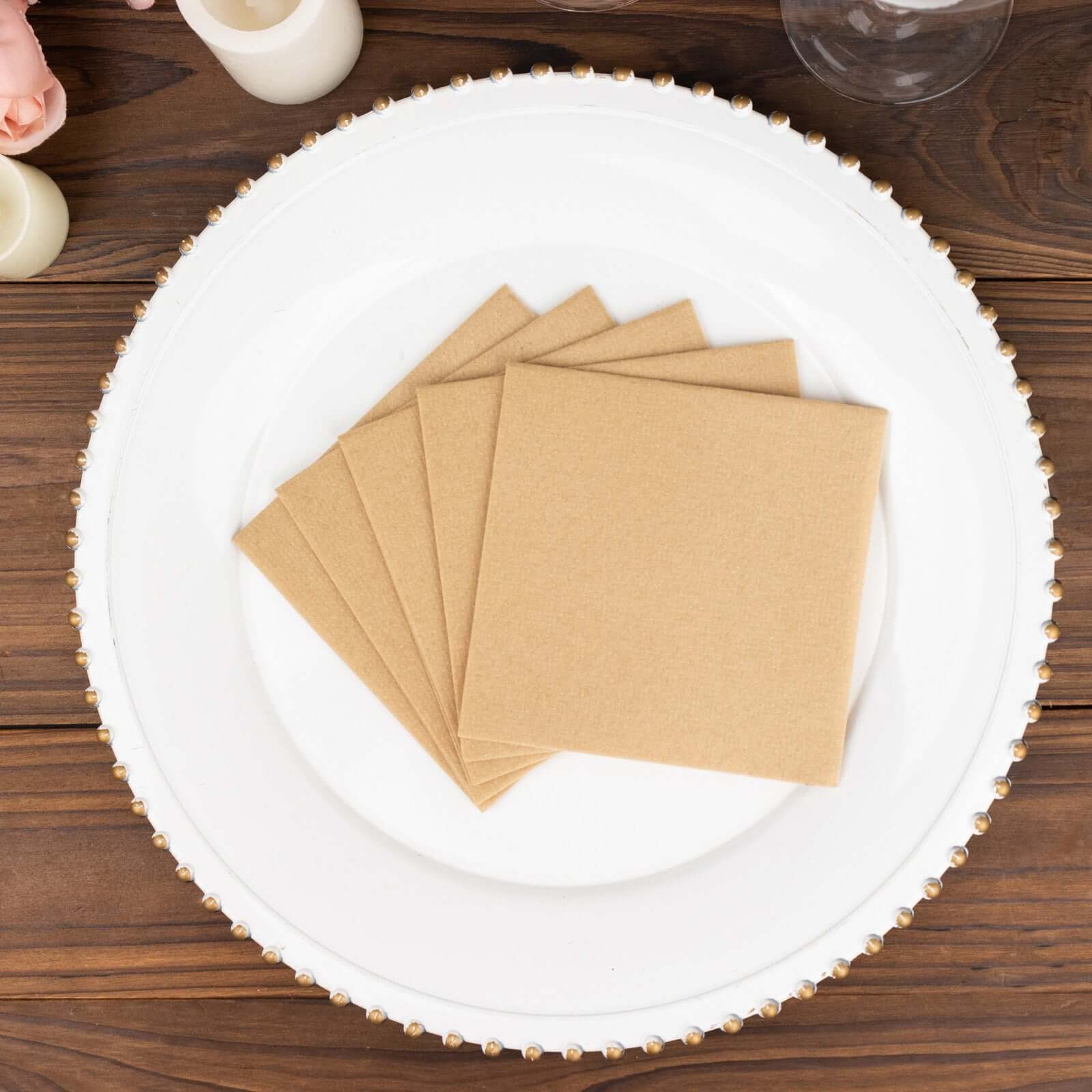 20 Pack Linen - Like Paper 5"x5" Napkins Natural - Highly Absorbent Airlaid Napkins - Bell Racket Store