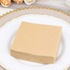 20 Pack Linen - Like Paper 5"x5" Napkins Natural - Highly Absorbent Airlaid Napkins - Bell Racket Store