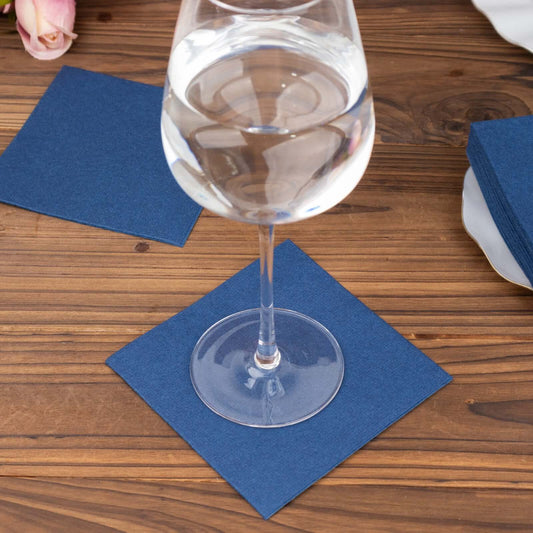 20 Pack Linen - Like Paper 5"x5" Napkins Navy Blue - Highly Absorbent Airlaid Napkins - Bell Racket Store