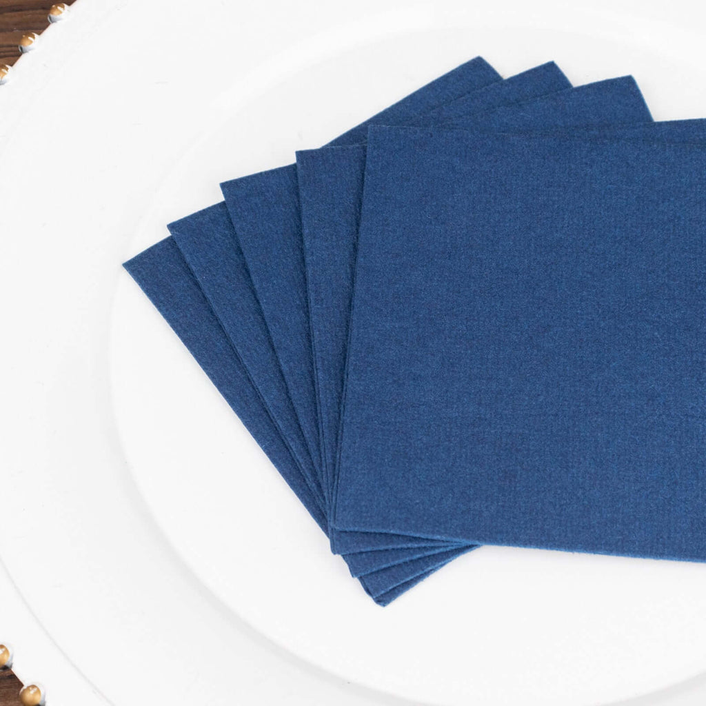 20 Pack Linen - Like Paper 5"x5" Napkins Navy Blue - Highly Absorbent Airlaid Napkins - Bell Racket Store