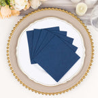 20 Pack Linen - Like Paper 5"x5" Napkins Navy Blue - Highly Absorbent Airlaid Napkins - Bell Racket Store