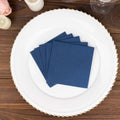 20 Pack Linen - Like Paper 5"x5" Napkins Navy Blue - Highly Absorbent Airlaid Napkins - Bell Racket Store