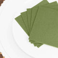 20 Pack Linen - Like Paper 5"x5" Napkins Olive Green - Highly Absorbent Airlaid Napkins - Bell Racket Store