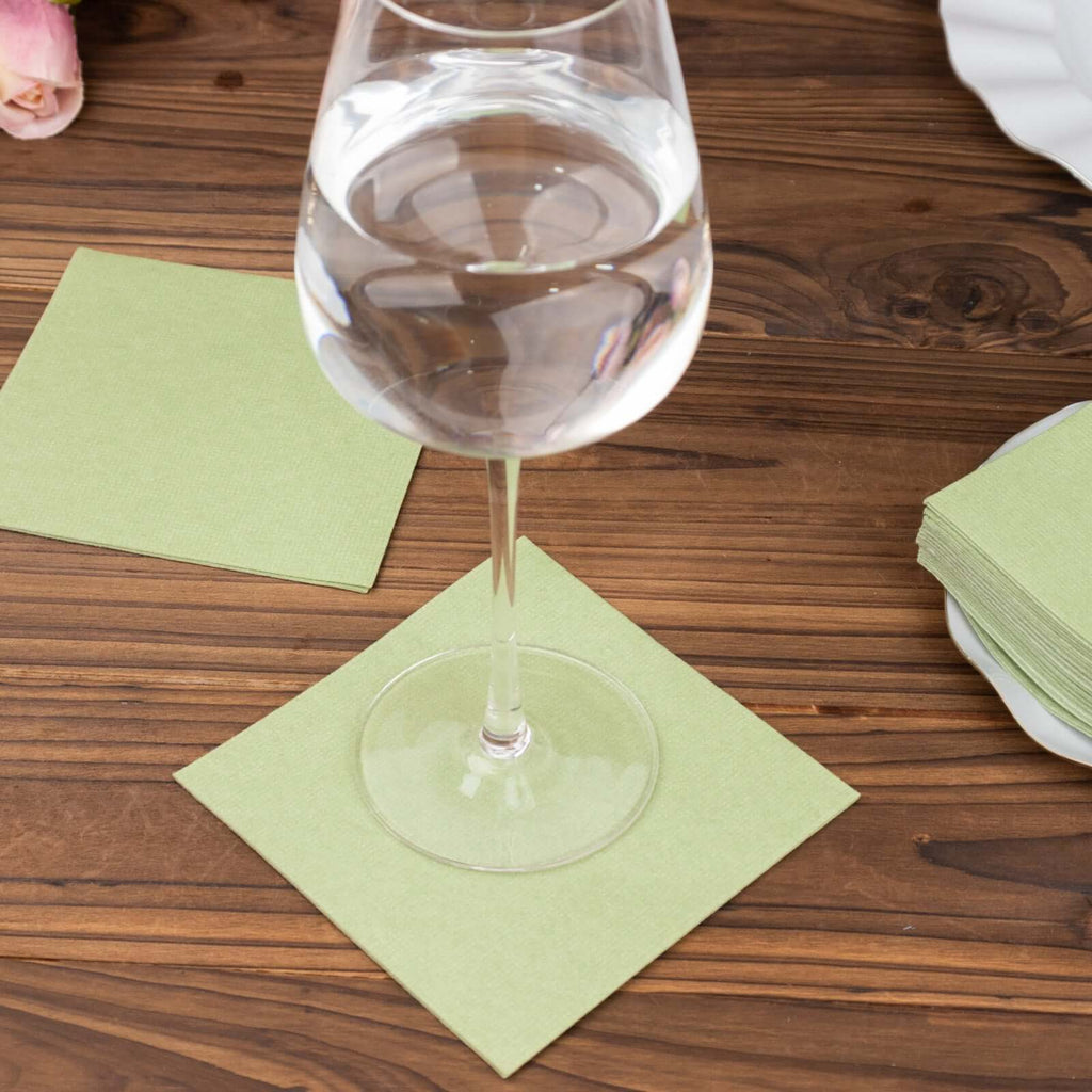 20 Pack Linen - Like Paper 5"x5" Napkins Sage Green - Highly Absorbent Airlaid Napkins - Bell Racket Store