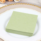 20 Pack Linen - Like Paper 5"x5" Napkins Sage Green - Highly Absorbent Airlaid Napkins - Bell Racket Store