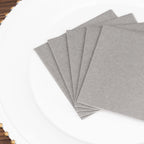 20 Pack Linen - Like Paper 5"x5" Napkins Silver - Highly Absorbent Airlaid Napkins - Bell Racket Store