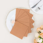 20 Pack Linen - Like Paper 5"x5" Napkins Terracotta (Rust) - Highly Absorbent Airlaid Napkins - Bell Racket Store