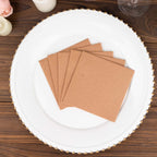 20 Pack Linen - Like Paper 5"x5" Napkins Terracotta (Rust) - Highly Absorbent Airlaid Napkins - Bell Racket Store
