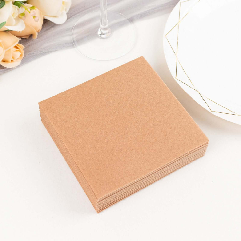 20 Pack Linen - Like Paper 5"x5" Napkins Terracotta (Rust) - Highly Absorbent Airlaid Napkins - Bell Racket Store