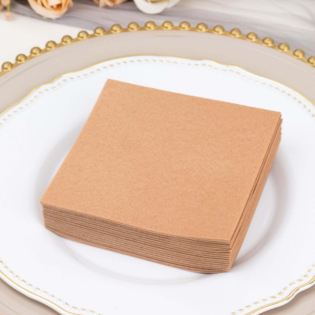 20 Pack Linen - Like Paper 5"x5" Napkins Terracotta (Rust) - Highly Absorbent Airlaid Napkins - Bell Racket Store