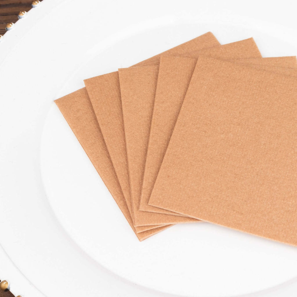 20 Pack Linen - Like Paper 5"x5" Napkins Terracotta (Rust) - Highly Absorbent Airlaid Napkins - Bell Racket Store