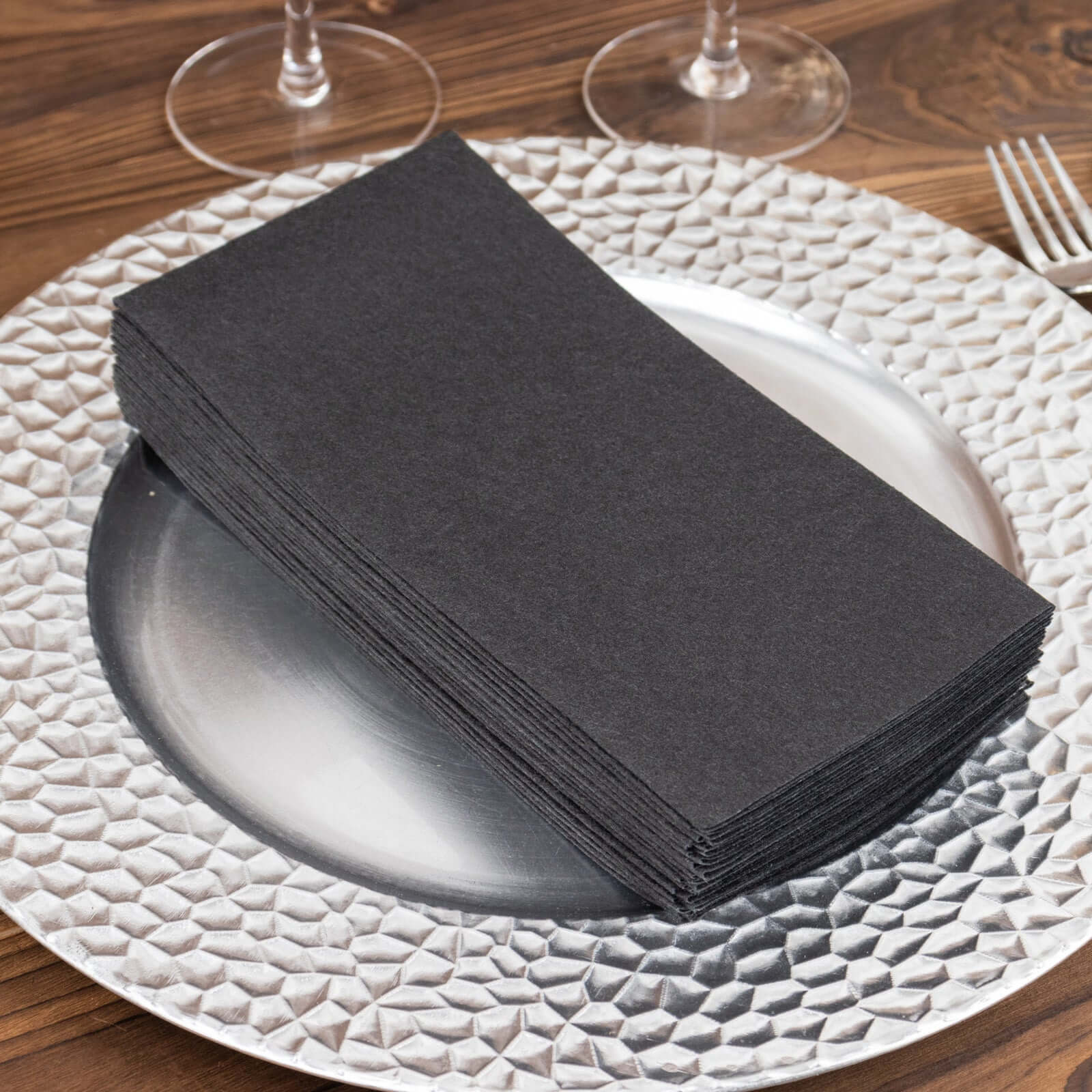 20 Pack Linen - Like Paper 8.5"x4" Napkins Black - Highly Absorbent & Disposable Airlaid Guest Towels - Bell Racket Store