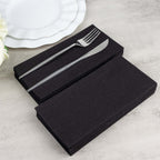 20 Pack Linen - Like Paper 8.5"x4" Napkins Black - Highly Absorbent & Disposable Airlaid Guest Towels - Bell Racket Store