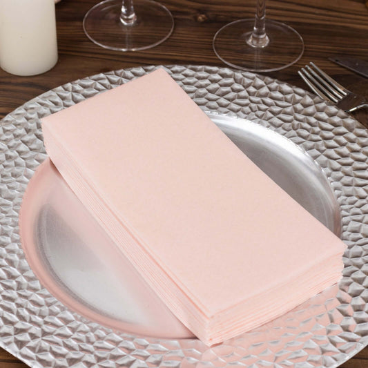 20 Pack Linen - Like Paper 8.5"x4" Napkins Blush - Highly Absorbent & Disposable Airlaid Guest Towels - Bell Racket Store