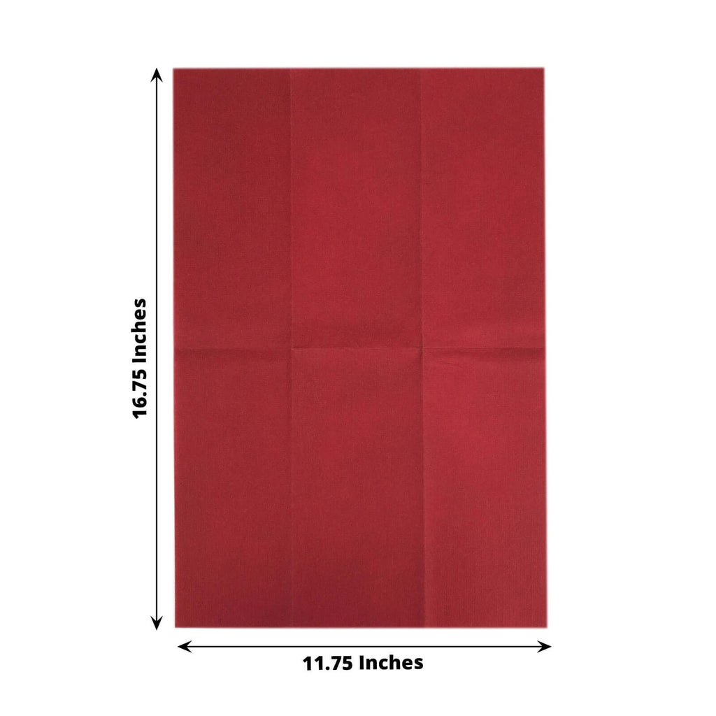 20 Pack Linen - Like Paper 8.5"x4" Napkins Burgundy - Highly Absorbent & Disposable Airlaid Guest Towels - Bell Racket Store