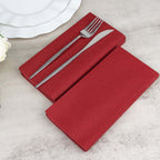 20 Pack Linen - Like Paper 8.5"x4" Napkins Burgundy - Highly Absorbent & Disposable Airlaid Guest Towels - Bell Racket Store