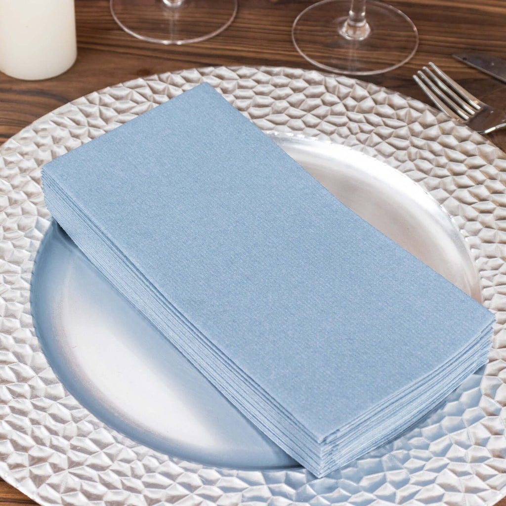 20 Pack Linen - Like Paper 8.5"x4" Napkins Dusty Blue - Highly Absorbent & Disposable Airlaid Guest Towels - Bell Racket Store