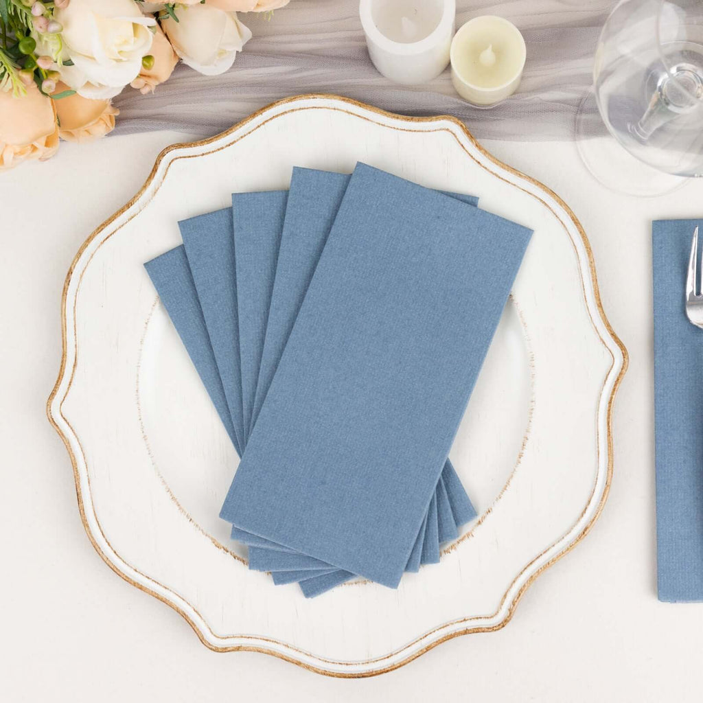 20 Pack Linen - Like Paper 8.5"x4" Napkins Dusty Blue - Highly Absorbent & Disposable Airlaid Guest Towels - Bell Racket Store