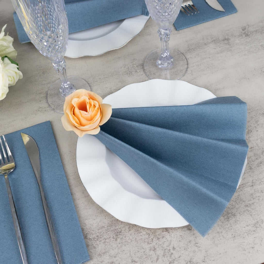 20 Pack Linen - Like Paper 8.5"x4" Napkins Dusty Blue - Highly Absorbent & Disposable Airlaid Guest Towels - Bell Racket Store