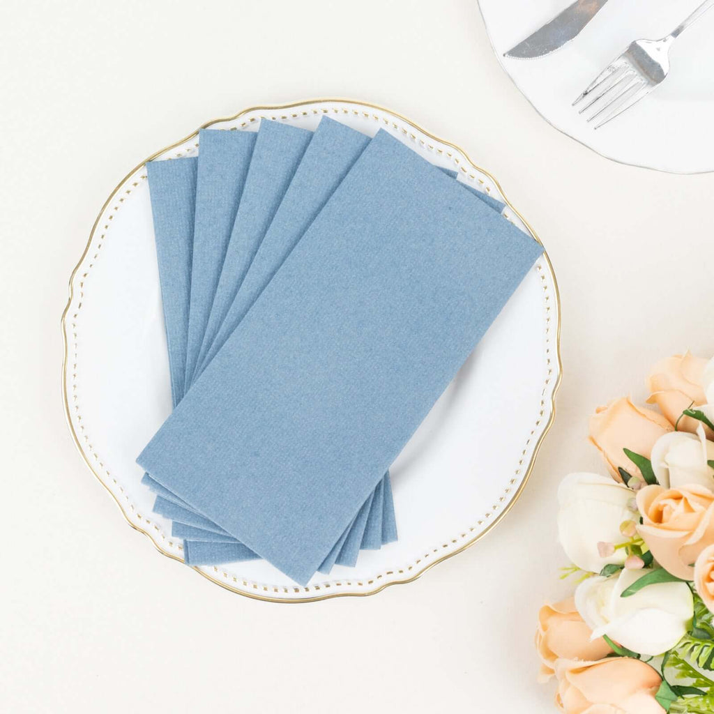 20 Pack Linen - Like Paper 8.5"x4" Napkins Dusty Blue - Highly Absorbent & Disposable Airlaid Guest Towels - Bell Racket Store
