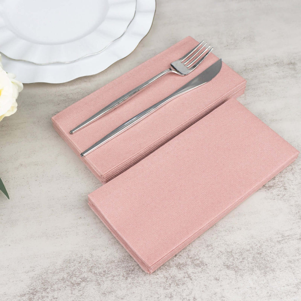 20 Pack Linen - Like Paper 8.5"x4" Napkins Dusty Rose - Highly Absorbent & Disposable Airlaid Guest Towels - Bell Racket Store