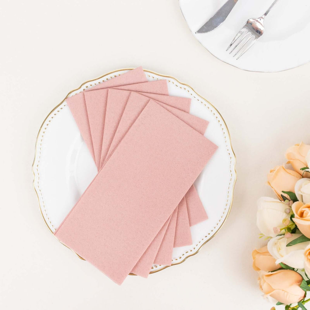 20 Pack Linen - Like Paper 8.5"x4" Napkins Dusty Rose - Highly Absorbent & Disposable Airlaid Guest Towels - Bell Racket Store