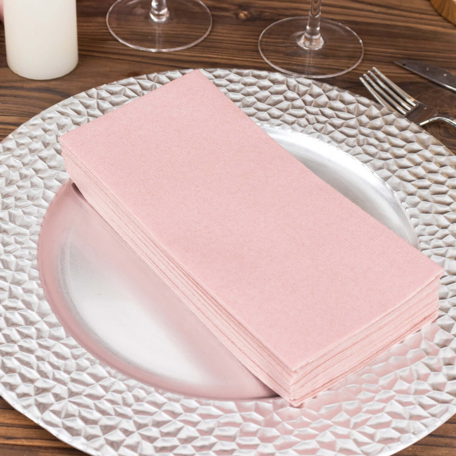 20 Pack Linen - Like Paper 8.5"x4" Napkins Dusty Rose - Highly Absorbent & Disposable Airlaid Guest Towels - Bell Racket Store