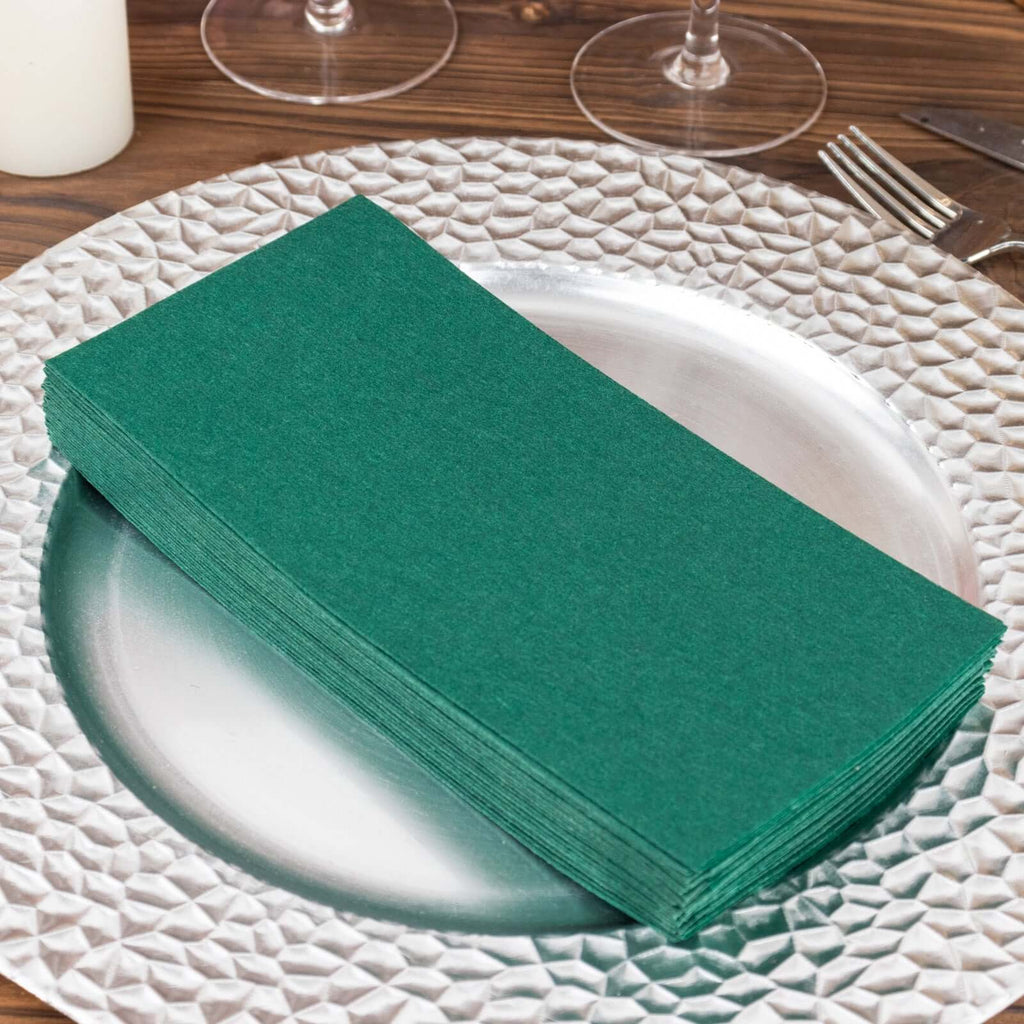20 Pack Linen - Like Paper 8.5"x4" Napkins Hunter Emerald Green - Highly Absorbent & Disposable Airlaid Guest Towels - Bell Racket Store
