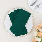 20 Pack Linen - Like Paper 8.5"x4" Napkins Hunter Emerald Green - Highly Absorbent & Disposable Airlaid Guest Towels - Bell Racket Store