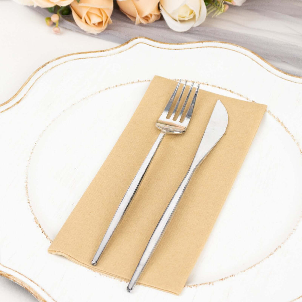 20 Pack Linen - Like Paper 8.5"x4" Napkins Natural - Highly Absorbent & Disposable Airlaid Guest Towels - Bell Racket Store