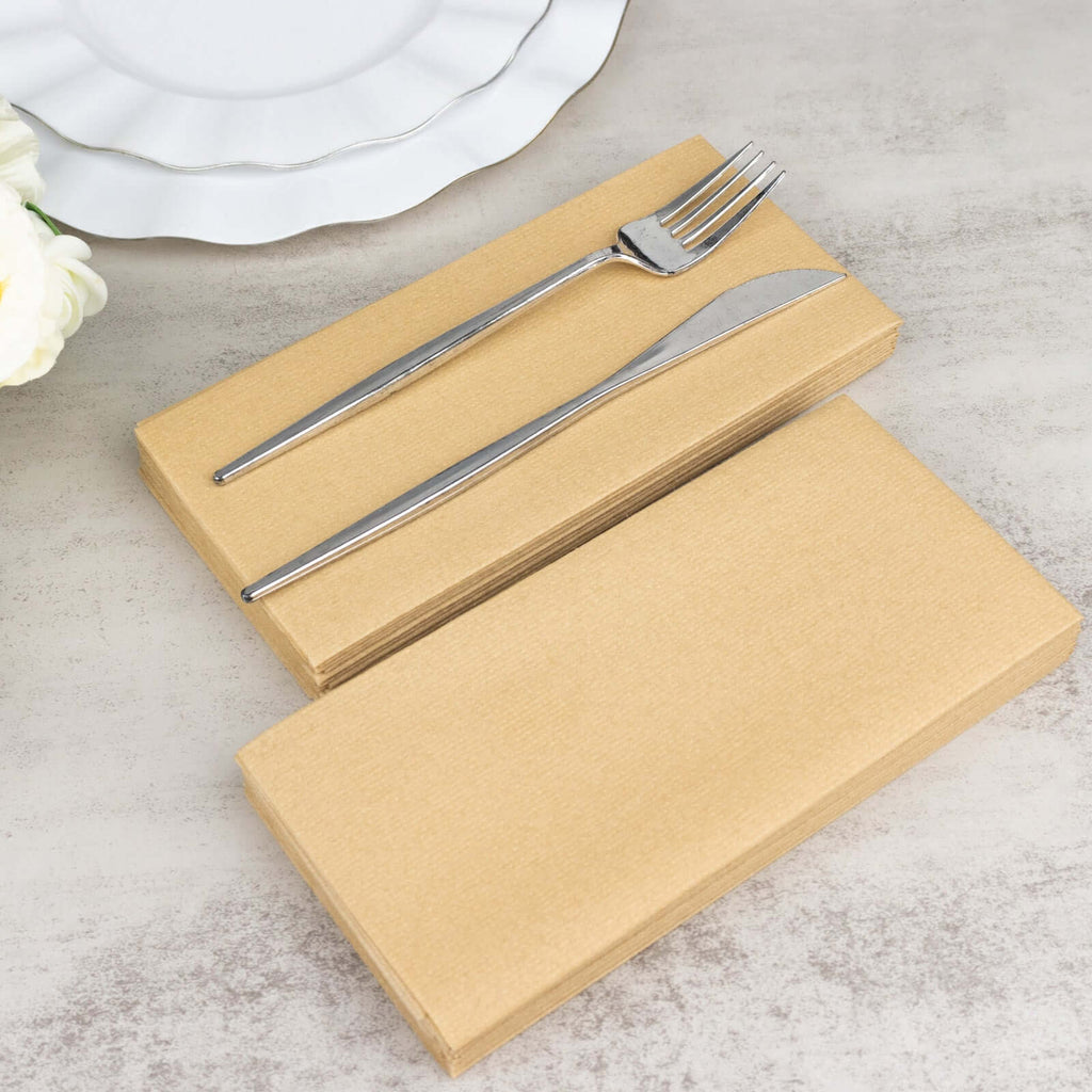 20 Pack Linen - Like Paper 8.5"x4" Napkins Natural - Highly Absorbent & Disposable Airlaid Guest Towels - Bell Racket Store