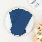 20 Pack Linen - Like Paper 8.5"x4" Napkins Navy Blue - Highly Absorbent & Disposable Airlaid Guest Towels - Bell Racket Store