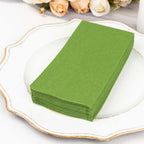 20 Pack Linen - Like Paper 8.5"x4" Napkins Olive Green - Highly Absorbent & Disposable Airlaid Guest Towels - Bell Racket Store