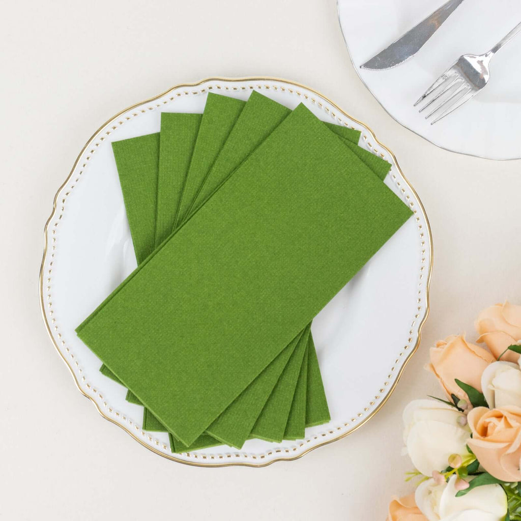 20 Pack Linen - Like Paper 8.5"x4" Napkins Olive Green - Highly Absorbent & Disposable Airlaid Guest Towels - Bell Racket Store