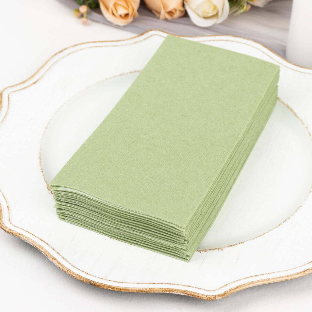20 Pack Linen - Like Paper 8.5"x4" Napkins Sage Green - Highly Absorbent & Disposable Airlaid Guest Towels - Bell Racket Store