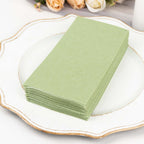 20 Pack Linen - Like Paper 8.5"x4" Napkins Sage Green - Highly Absorbent & Disposable Airlaid Guest Towels - Bell Racket Store